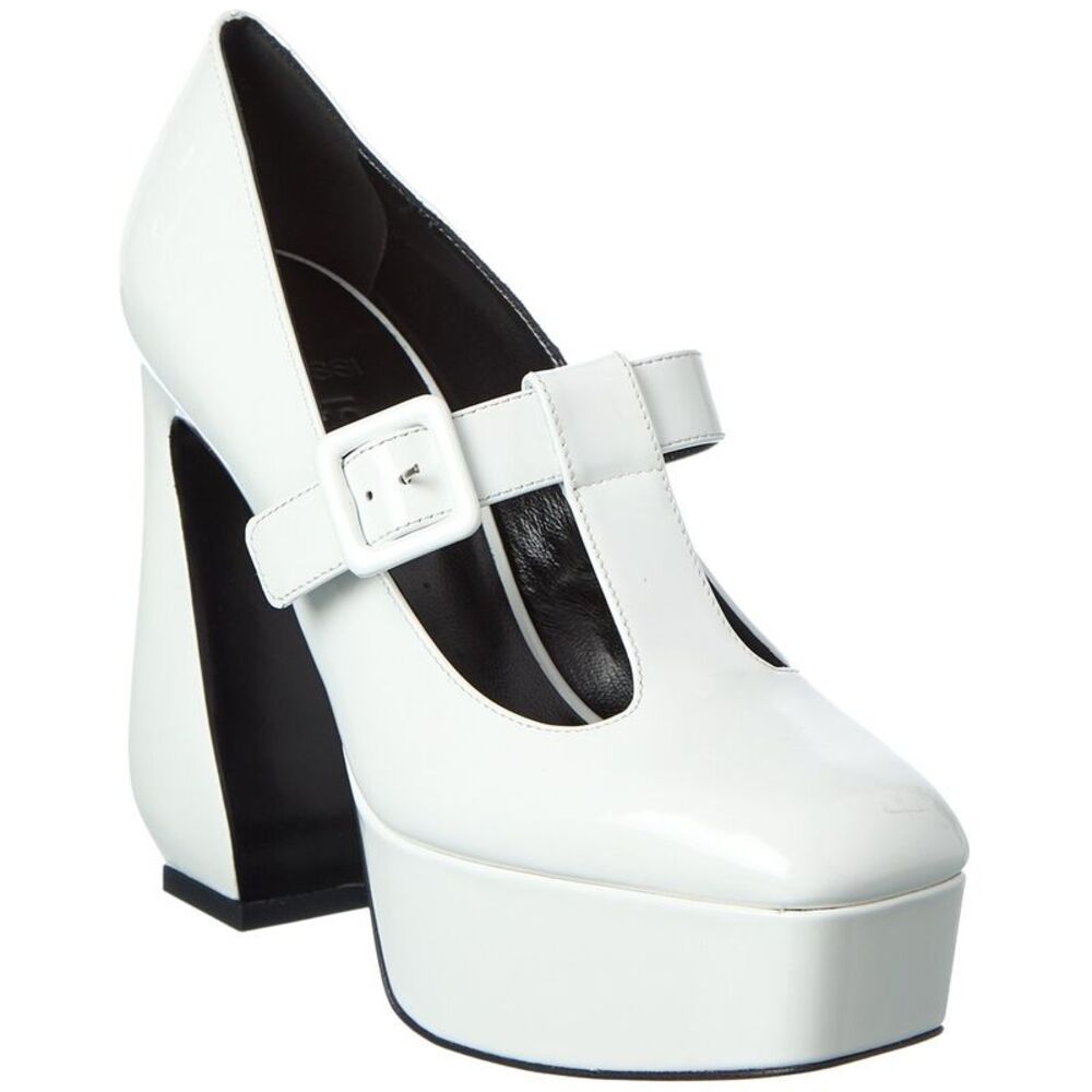 Sergio Rossi 85 Patent Platform Pump, White